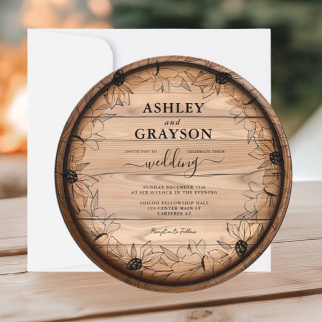 Invitación Boda Rustic Wood Barrel (Subido por el creador)