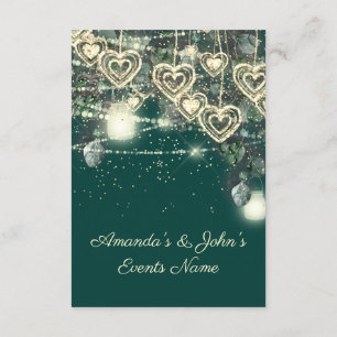 Invitación Boda Rustic Wood Golden Hearts Ilumina Verde
