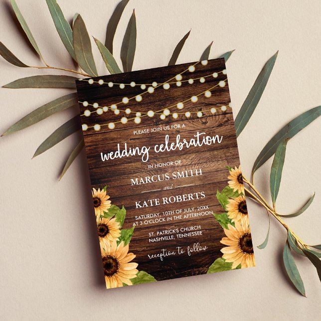 Invitación Boda Rustic Wood y Sunflower (Subido por el creador)