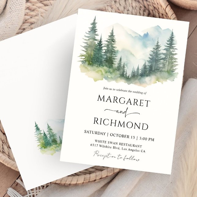 Invitación Boda Rústica Acuarela Bosque de Pinos (Subido por el creador)