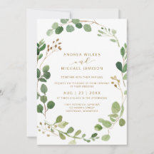 Boda Rústica Acuarela Eucalipto Verde Madera