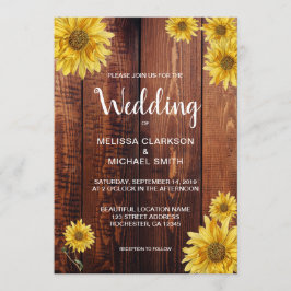 Invitación Boda rústica acuarela girasoles de campo