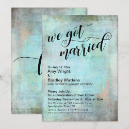 Invitación Boda Rústica Aqua Nos Casamos Solo Recepción