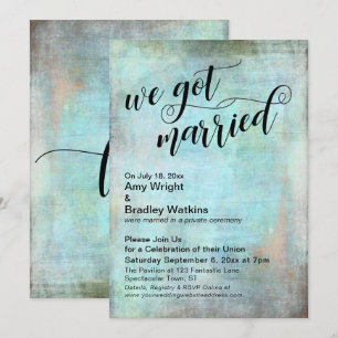 Invitación Boda Rústica Aqua Nos Casamos Solo Recepción