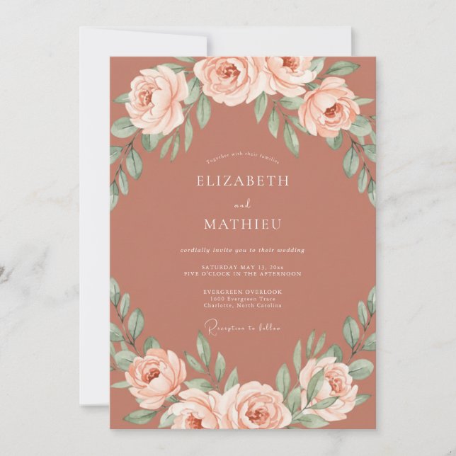 Invitación Boda Rústica Artística de Terracota (Anverso)