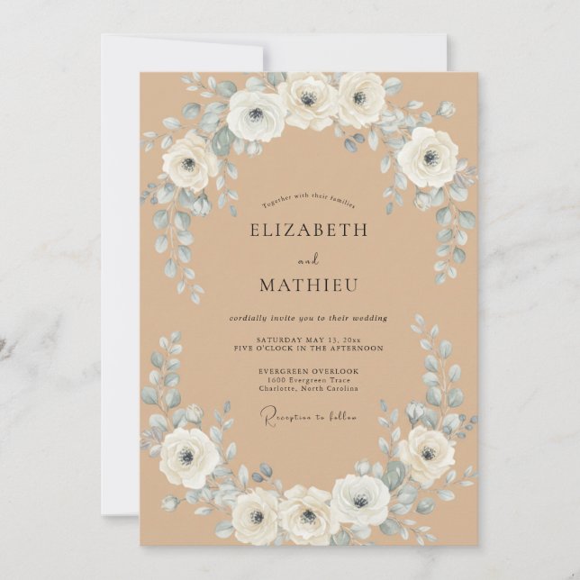Invitación Boda Rústica Bohemiana Marrón (Anverso)