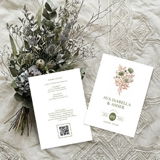 Invitación Boda Rústica Boho Botánica Posy Sage TLW26