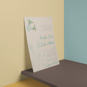 Invitación Boda Rústica Boho Colibrí Beso Amor Pájaro