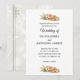 Invitación Boda Rústica Boho Floral Acuarela 
