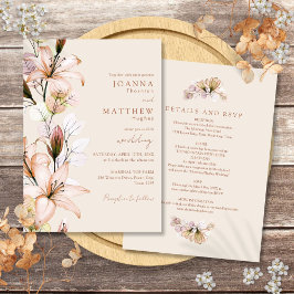 Invitación Boda Rústica Boho Floral Otoño Todo en Uno