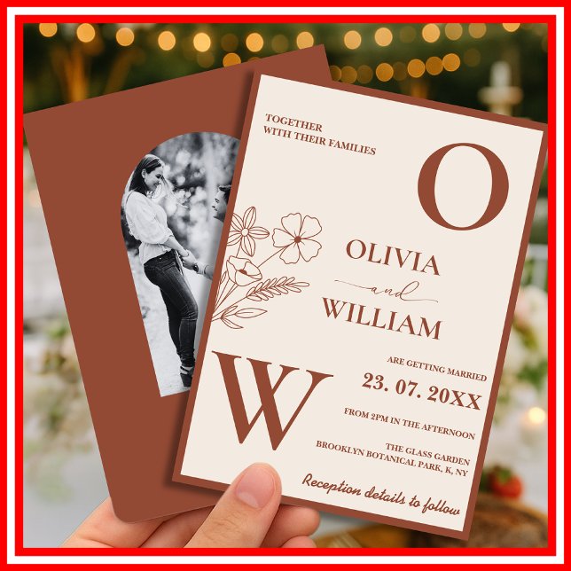 Invitación Boda Rústica Boho Naranja Quemada Terracota  (Subido por el creador)