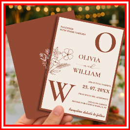 Invitación Boda Rústica Boho Naranja Quemada Terracota