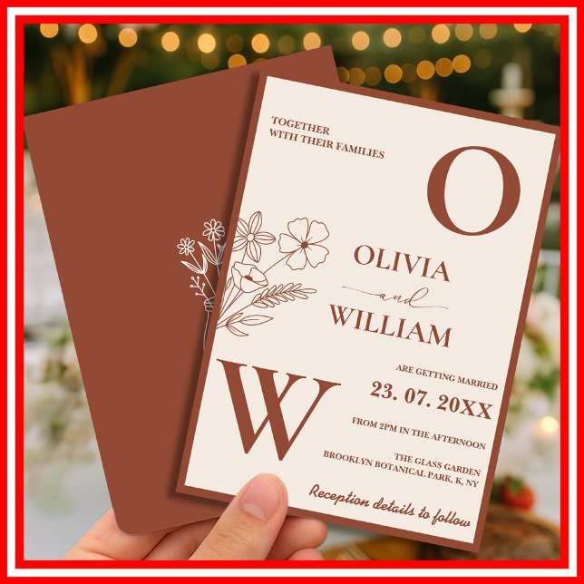 Invitación Boda Rústica Boho Naranja Quemada Terracota  (Subido por el creador)