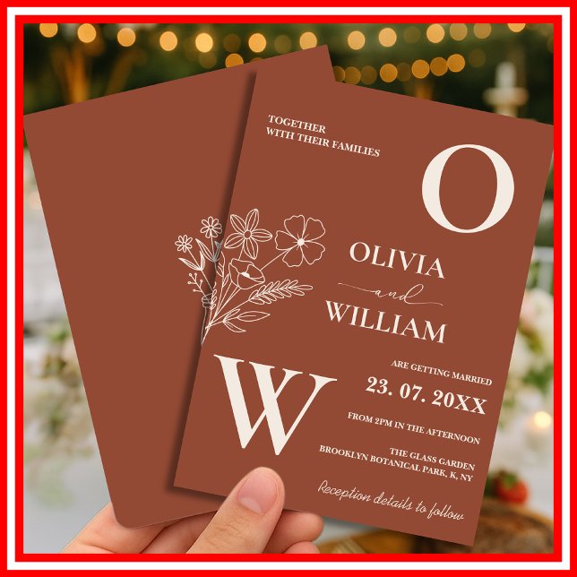 Invitación Boda Rústica Boho Naranja Quemada Terracota  (Subido por el creador)