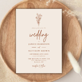 Invitación Boda Rústica Boho Terracota Naranja Quemada