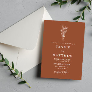 Invitación Boda Rústica Boho Terracota Naranja Quemada