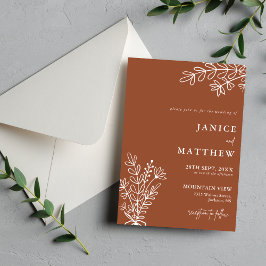 Invitación Boda Rústica Boho Terracota Naranja Quemada
