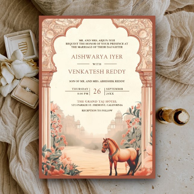 Invitación Boda Rústica Boho Terrenal Floral India Caballo (Subido por el creador)