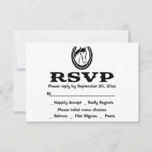 Invitación Boda Rústica Caballo Occidental RSVP Negra