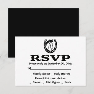 Invitación Boda Rústica Caballo Occidental RSVP Negro