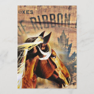 Invitación boda rústica caballo vaquero occidental país