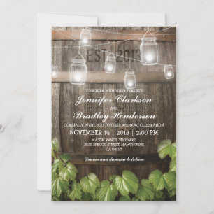Invitación Boda Rústica Campestre   Barril de Vid
