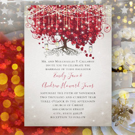 Invitación Boda Rústica Campo Frasco de Albañil Rojo y Plata 