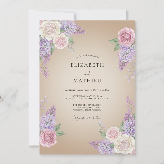 Invitación Boda rústica cautivadora de lavanda (Anverso)