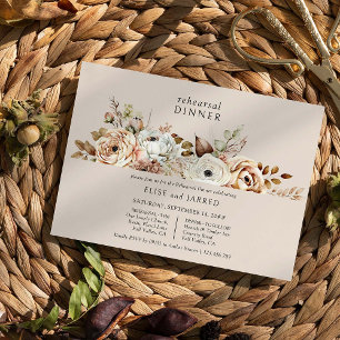 Invitación Boda Rústica Cena de Ensayo Floral Country
