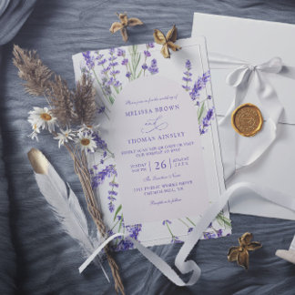 Invitación Boda Rústica Código QR Presupuesto Lila Púrpura