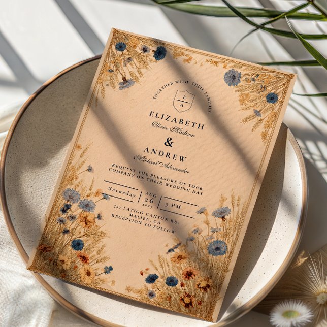 Invitación Boda Rústica con Aciano Azul (Subido por el creador)
