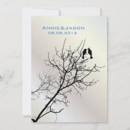 Invitación boda rústica con aves de amor modernas