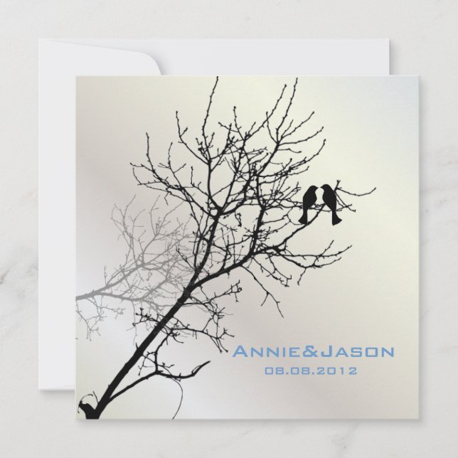 Invitación boda rústica con aves de amor modernas (Anverso)