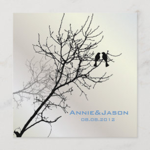 Invitación boda rústica con aves de amor modernas