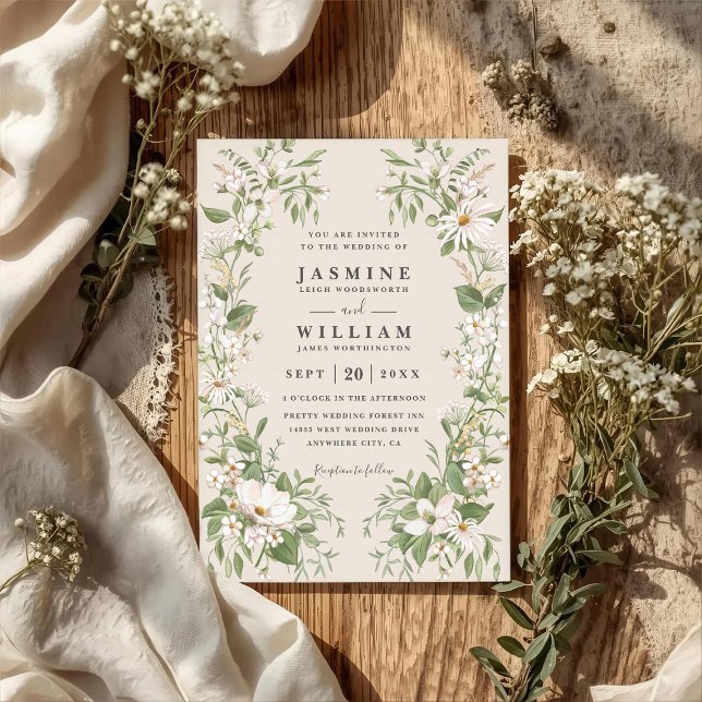 Invitación Boda rústica con código QR en jardín de flores sil (Subido por el creador)