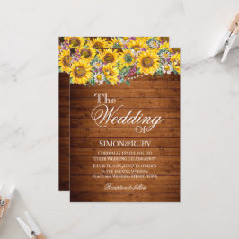 Invitación Boda rústica con código QR floral de madera Presup