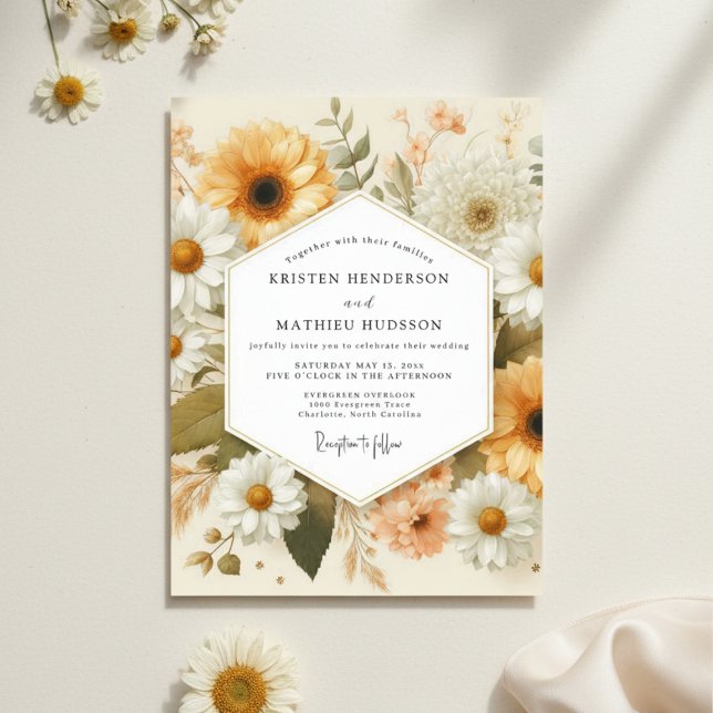Invitación Boda Rústica con Floral Ócre (Subido por el creador)