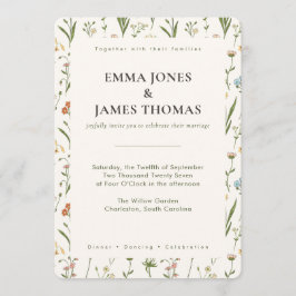 Invitación Boda Rústica con Flores Silvestres