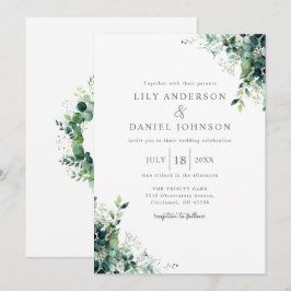 Invitación Boda Rústica con Monograma de Eucalipto