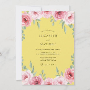 Invitación Boda Rústica con Pétalos Amarillos Soleados