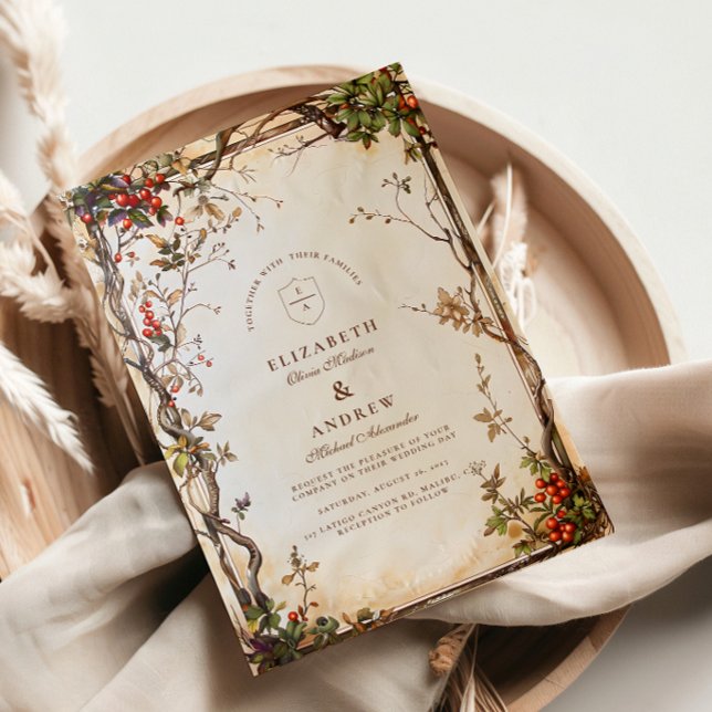 Invitación Boda Rústica con Rama de Bayas (Subido por el creador)