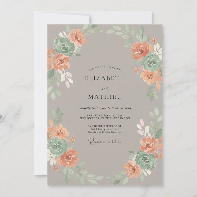 Invitación Boda Rústica con Taupe Pulido (Anverso)
