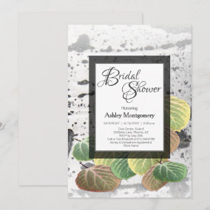 Invitación Boda Rústica - Corteza de Aspen y Hojas