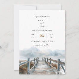 Invitación Boda Rustica Costera de Madera en el Paseo Marítim