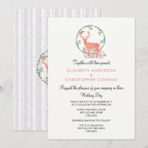 Invitación Boda Rústica de Acuarela Botánica de Reno