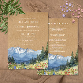 Invitación Boda Rústica de Acuarela de Flores Silvestres de M