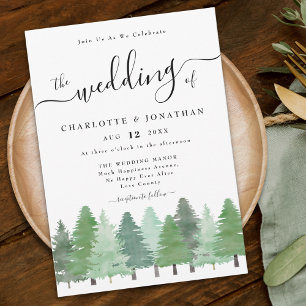 Invitación Boda Rústica de Acuarela en el Bosque Forestal