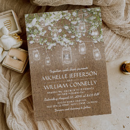 Invitación Boda Rústica de Bebé's Breath con Arpillera