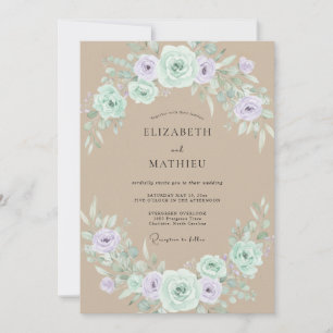 Invitación Boda Rústica de Bosque en Verde Menta