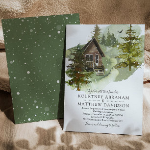 Invitación Boda Rústica de Cabaña de Troncos en el Bosque Inv